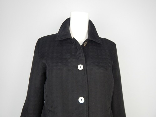 David Brooks Womens Black Mother of Pearl Button Front Side Pockets Jacket Sz M/ - Picture 2 of 7