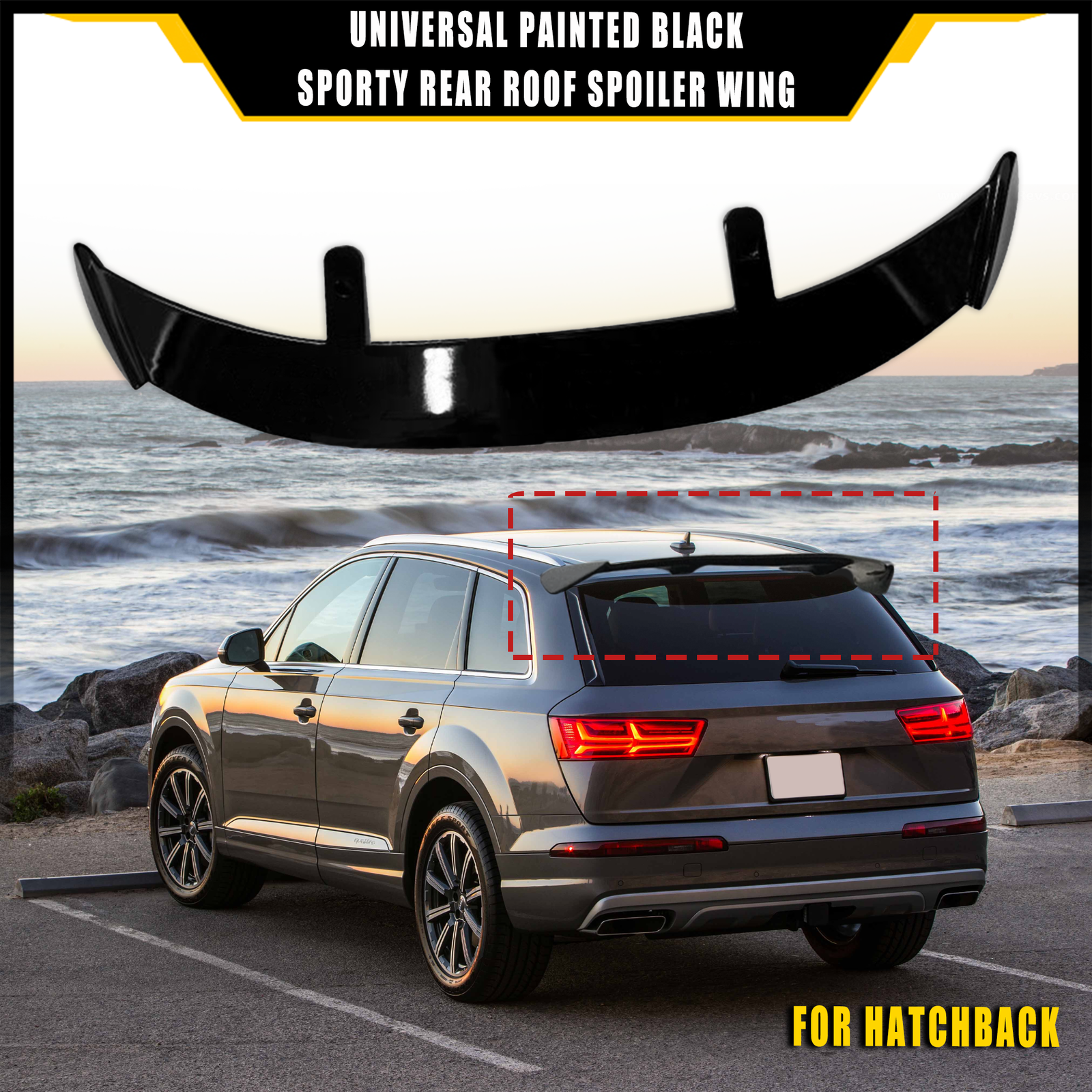 Gloss Black Universal Rear Window Boot Roof Spoiler Wing for Hatchback Estate SUV