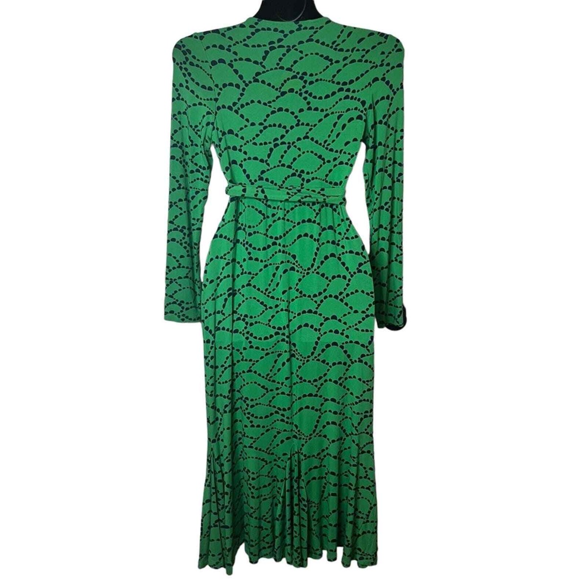 boden green wrap dress BODEN GREEN PARIS JERSEY BOHO FAUX WRAP DRESS STRETCHY SIZE: 4L
