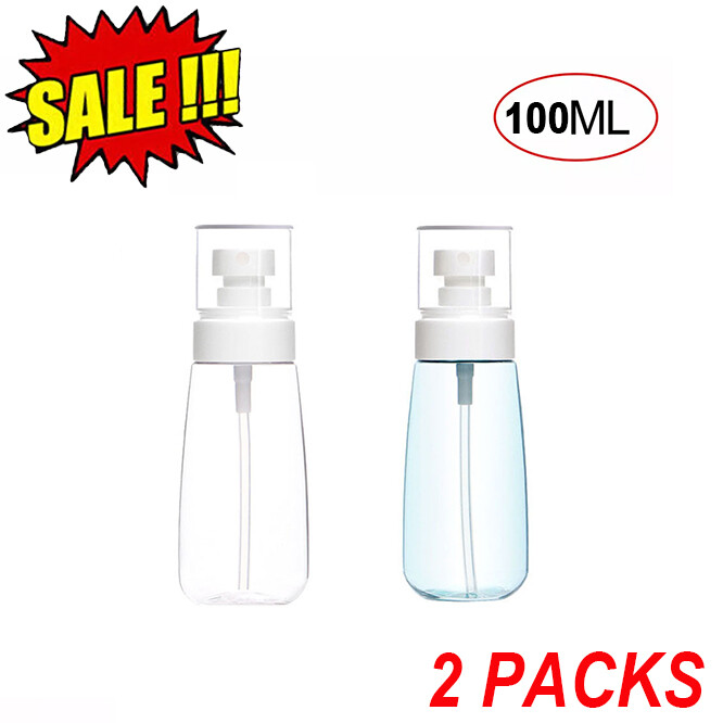 2Pack 100ml Travel Transparent Plastic Perfume Atomizer Empty Misty Spray Bottle