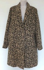 Ladies Leopard Print Coat Jacket Trench Car Coat Size 14