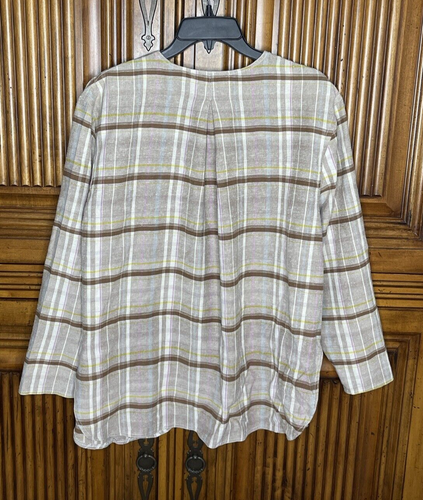 Nikki Chasin Womens Shirt Small Medium Brown Plaid Everyday Boxy Vintage VTG - Picture 6 of 12