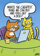 Cats Shopping Online Funny Birthday Card - Greeting Card by Oatmeal Studios