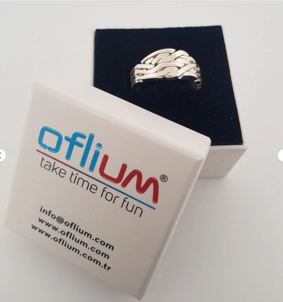 Anillo rompecabezas cruz 925 plata hecho a mano 6 bandas Loopy Six para hombre para mujer Foto 2 de 4