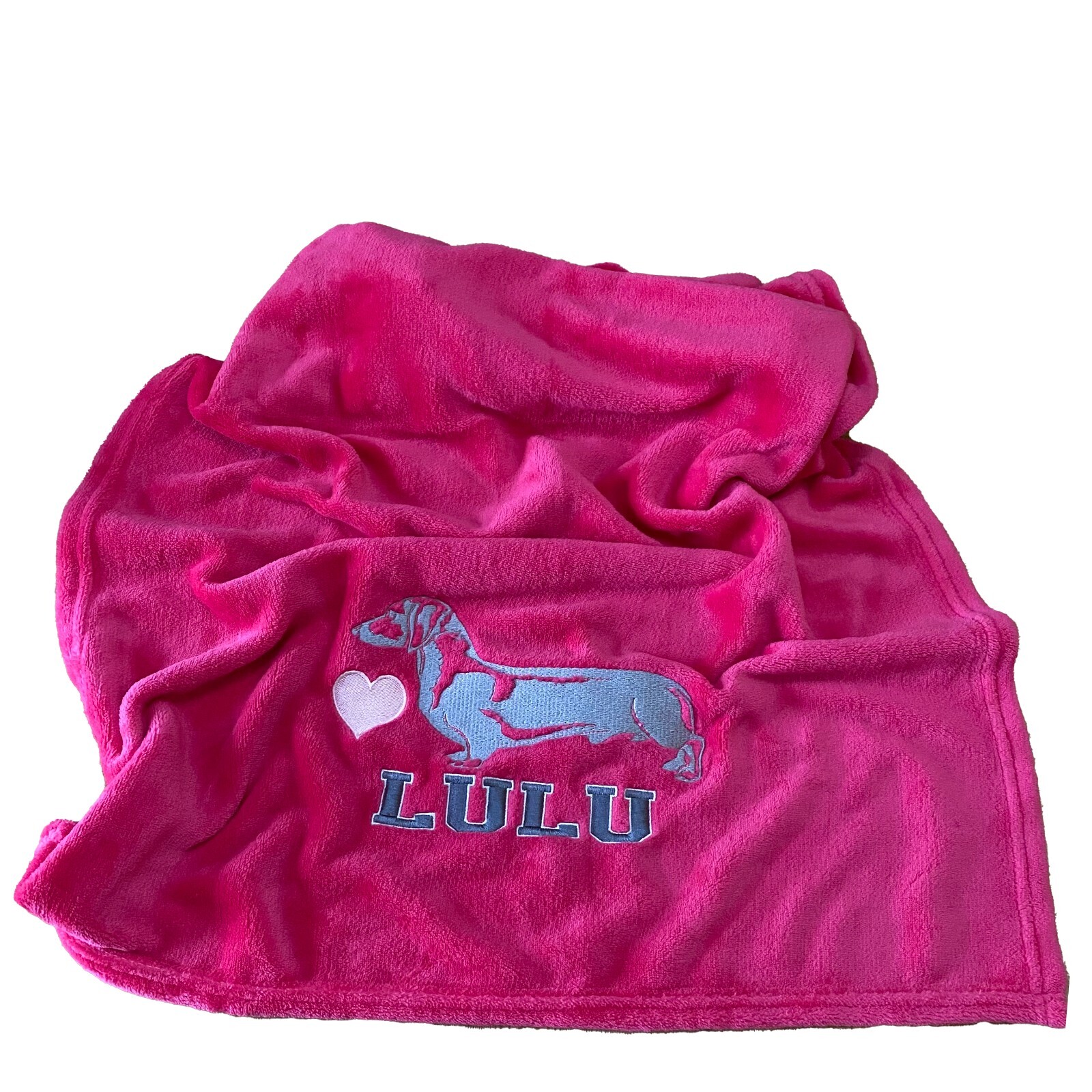 Dachshund Hand Made Embroidered Personalised Dog Blanket Choice of