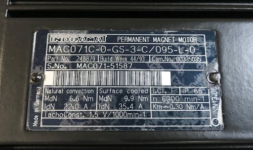 Indramat Permanent Magnet Motor MAC071C-0-GS-3-C/095-L-0 - Bild 5 von 5