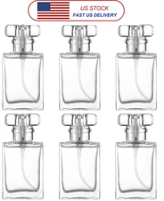 30ml 1oz Empty Glass Perfume Square Spray Bottles a Clear Acrylic Cap Choose PCS