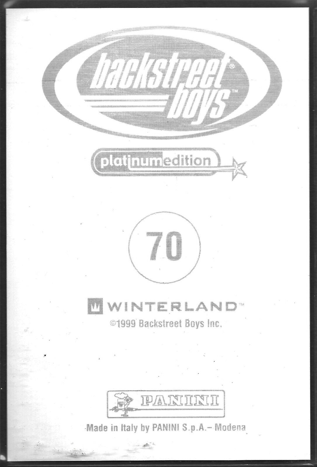 BACKSTREET BOYS 1999 Panini Platinum Edition 4x6 Photocards - #70 KEVIN - Picture 2 of 2