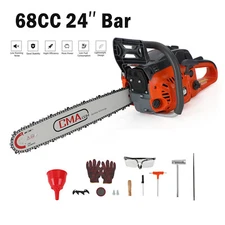 🎄24" 68CC Gasoline Chainsaw Cutting Wood Gas Sawing Crankcase Chain Saw