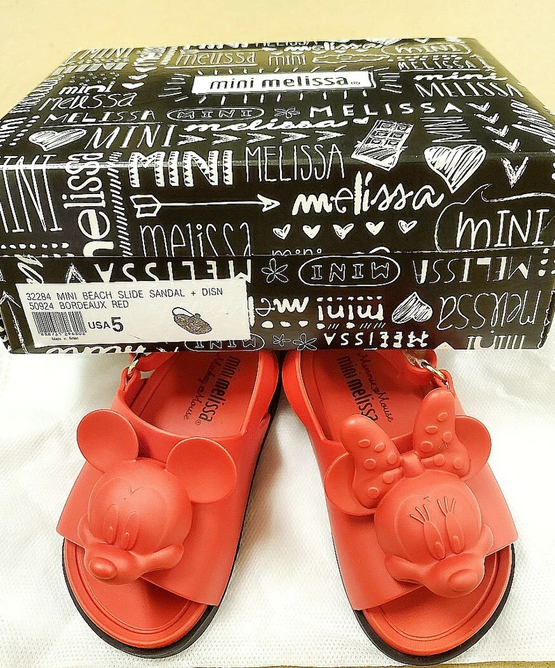 Mini Sandalia Melissa Niño Pequeño Mini Playa Tobogán + Disney Ballet Plana Nueva con Caja Foto 2 de 4