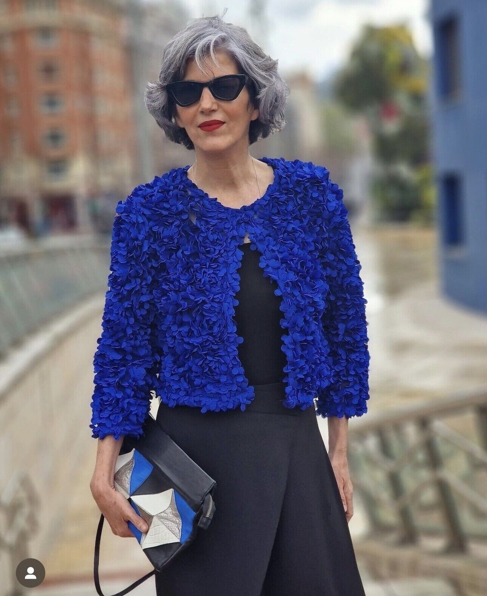ZARA BLUE TEXTURED WEAVE KNIT CARDIGAN FLOWER PETAL JACKET ZARA BLUE TEXTURED WEAVE KNIT CARDIGAN FLOWER PETAL JACKET