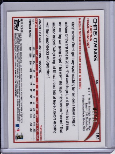 Chris Owings 2014 Topps Chrome Atomic Refractor Auto #'d /10 Rookie Autograph - Picture 2 of 2