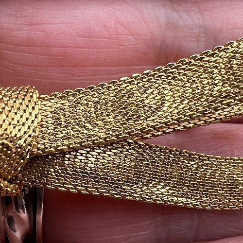 Stunning Vtg 1963 Grosse Germany Dior Textured Star Ribbon Bow Brooch Gold Plate - Picture 5 of 11