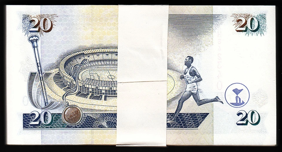 Kenya 20 Shillings 1996, UNC, BUNDLE, Pack of 100 PCS, P-35a2, Black Signature - Image 2 of 4