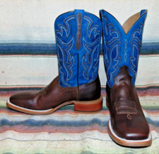 Mens Rujo The Miguel Brown / Blue Calfskin Cowboy Boots 9.5 D New in Box