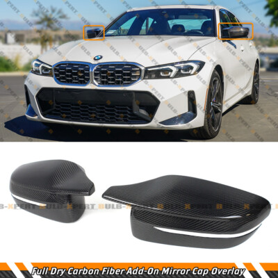 Real Carbon Fiber Add On Side Mirror Cover For 23-26 BMW G20 G42