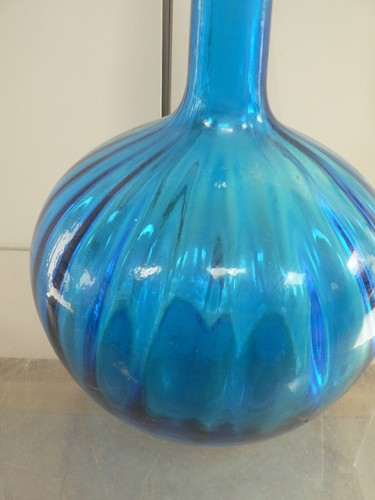 Vintage Blue Italian Empoli Glass Genie Bottle Decanter MCM - Picture 3 of 4