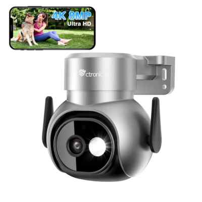 ctronics 690C-4KS 4K 8MP Überwachungskamera Aussen mit 2.4/5GHz Dualband WiFi PT