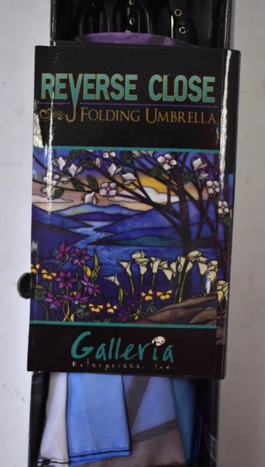 Galleria Vidrieras Paisaje Extra Grande 48" Paraguas Portátil Lluvia Plegable Foto 2 de 4