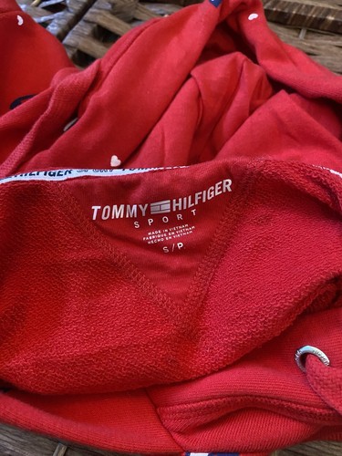 Tommy Hilfiger Womens Red Hearts Logo Pullover Hooded Sweatshirt Small Y2K - Picture 5 of 7