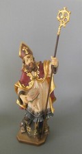 Heiliger Christian / Herbert / Emanuel Bischof 29 cm hoch Holz geschnitzt bemalt