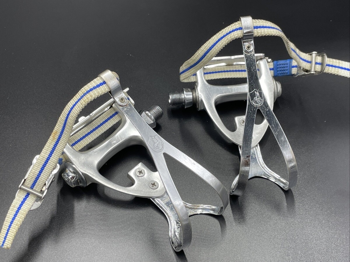 Vintage CAMPAGNOLO C-RECORD Steel Axle Road Pedals Chrome