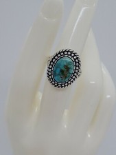 RARE VTG WOMEN'S SIZE 6 NAVAJO ROYSTON TURQUOISE SILVER RING SIGNED