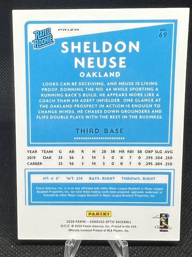 2020 Donruss Optik Silber Holo Prizm Sheldon Neuse RC bewertet Rookie - Bild 2 von 2