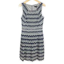 David Meister Womens Dress Gray Zigzag Lace Sleeveless Pleated Size 12