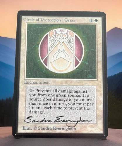 **Circle of Protection Green Signed** Limited Edition BETA Sandra Everingham MTG