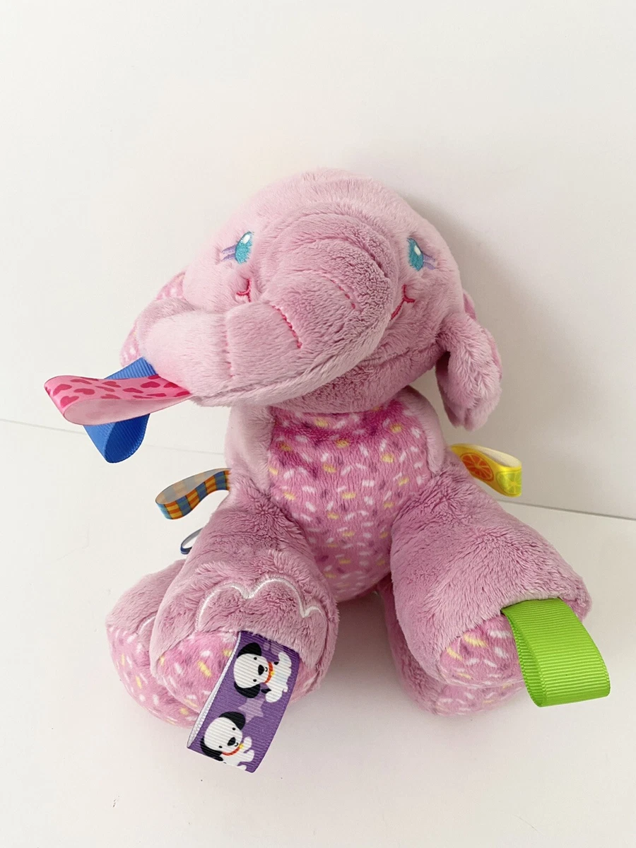 Taggies Elephant Plush Rattle Lovey Security Toy Stuffed Animal Pink 9