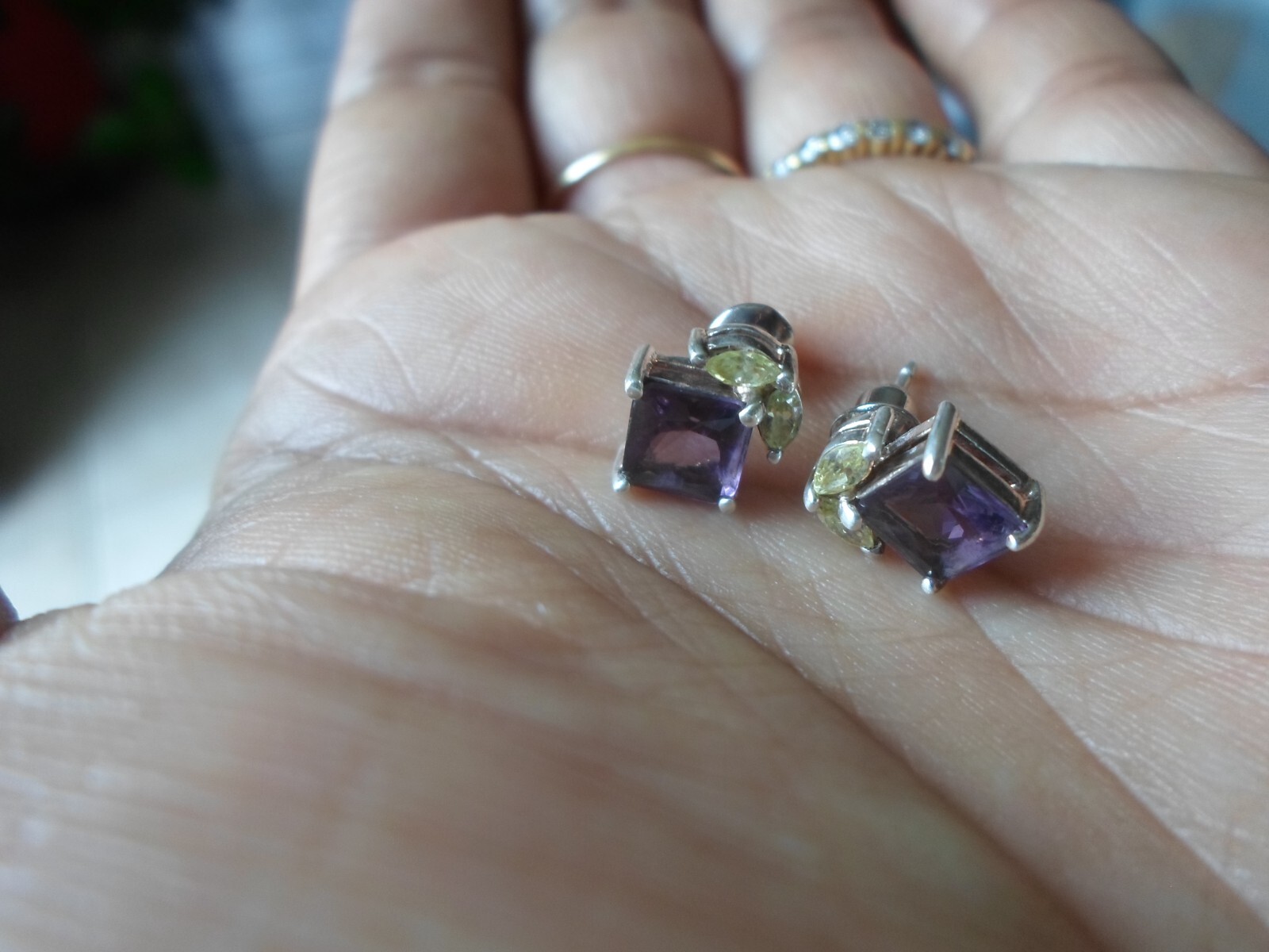 solid silver earrings, nails, flowers - image 1