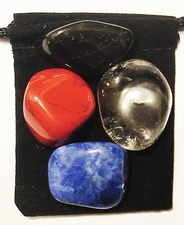 RADIATION RECOVERY Tumbled Crystal Healing Set = 4 Stones + Pouch + Card