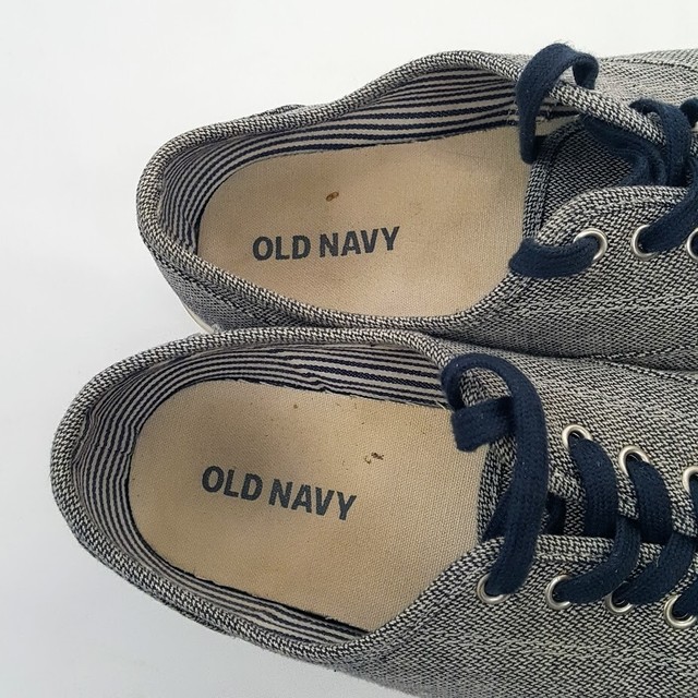Old Navy Men's Canvas Athletic Boat Shoes Denim Chambray Lace Up Size 9