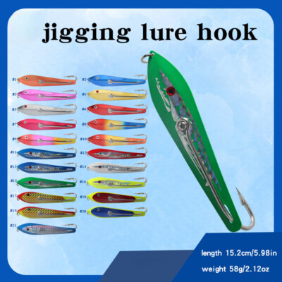 2 Pack Big Spoon Lure Metal Sequin Bait Deep Sea Trolling Jig Lure Trout Bass