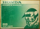 1988 Honda Xr100R Motorcycle Owner’S Manual
