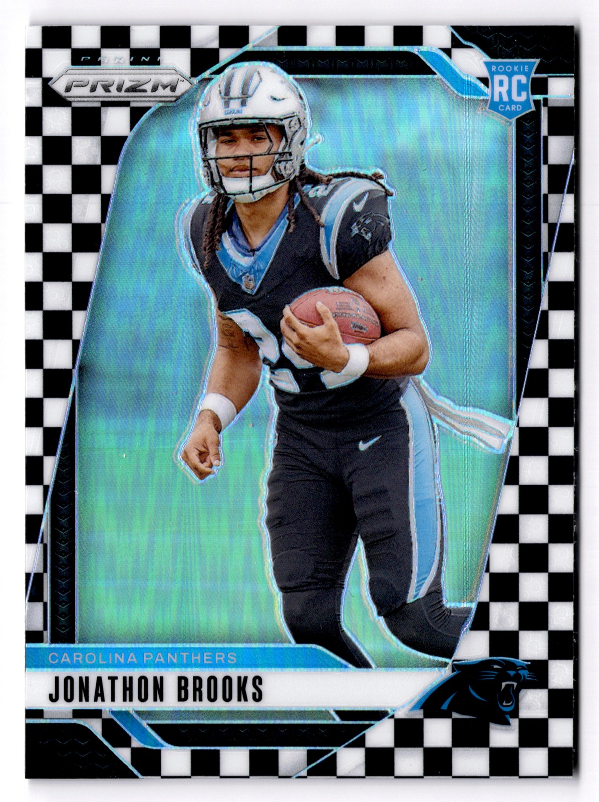 2024 Panini Prizm Jonathon Brooks #357 Black and White Checker Carolina Panthers