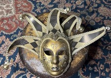 Original Venezia Hand Made In Italy Full Face Venetian Jester Joker Mask Decor