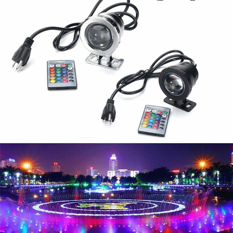 Foco Sumergible Jardín Piscina RGB LED 10W Estanque Subacuático Luces Fuente