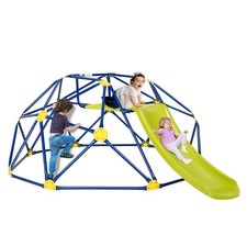 8FT Climbing Dome w/ Slide Outdoor Kids Jungle Gym Dome Climber Green  Blue