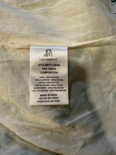 Camiseta sin mangas Yandra bordada beige y verde dRA talla grande nueva con etiquetas - Imagen 6 de 9