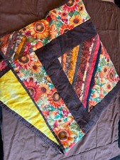 Hand Made Quilt Lap Blanket Wall Hanging Sunflowers Fall Theme 40" X 40"