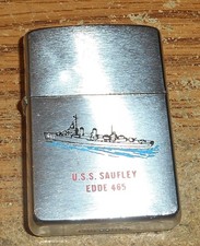 VINTAGE ZIPPO U.S.S. SAUFLEY EDDE 465 FULL SIZE LIGHTER/VERY RARE!