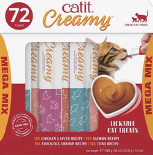 Catit Creamy Grain-Free Lickable Cat Treats w/ Taurine, Chicken, 72 Tubes