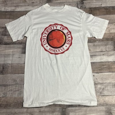 Mars University Shirt Size Medium White Vintage Space Sci Fi Humor Joke 