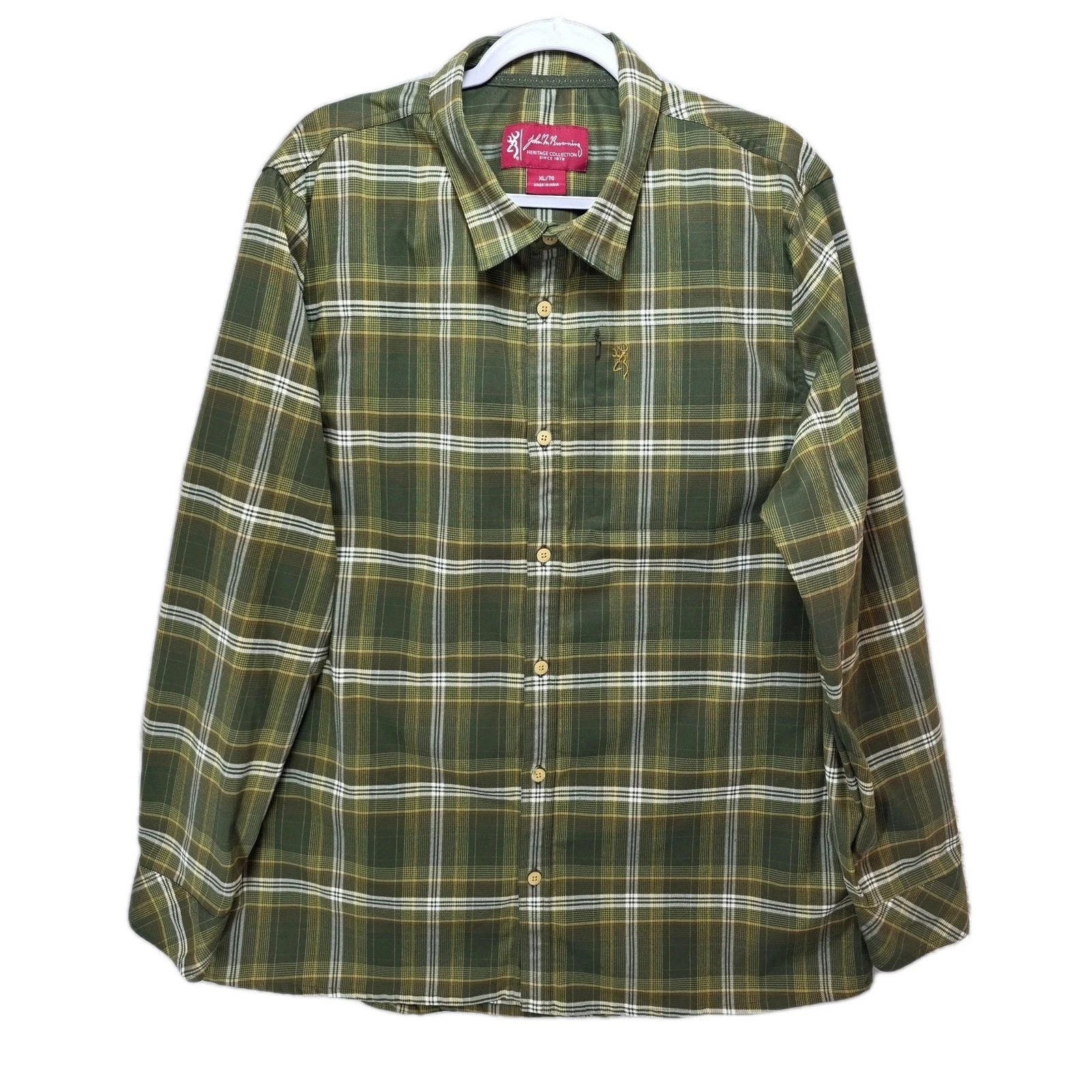 John M Browning Flannel Shirt Mens XL Plaid Gorpcore Hiking Camping Hiker Heavy