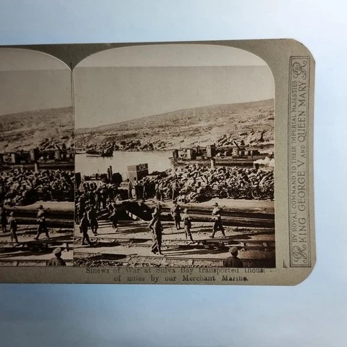 WW1 Military Stereoview C1916 Real Photo Turkey Gallipoli Suvla Bay Landing