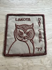 Vintage 1977 Lakota Day Camp Girl Scout Patch Embroidered Owl Retro Memorabilia