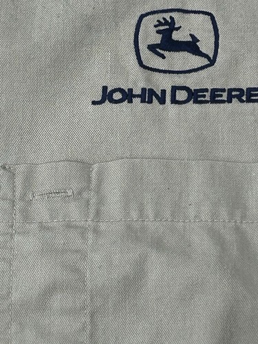 VTG-Original John Deere Men’s XL Tan/Blue Leaping Deer(2000+ TM) Button SS Shirt