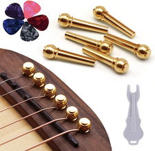 Guitar Bridge Pins 6Pcs Pure Brass Endpin for Acoustic Guitar 6 Strings Nail Peg